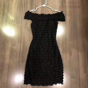 Bodycon Ruffled Black Mini Dress